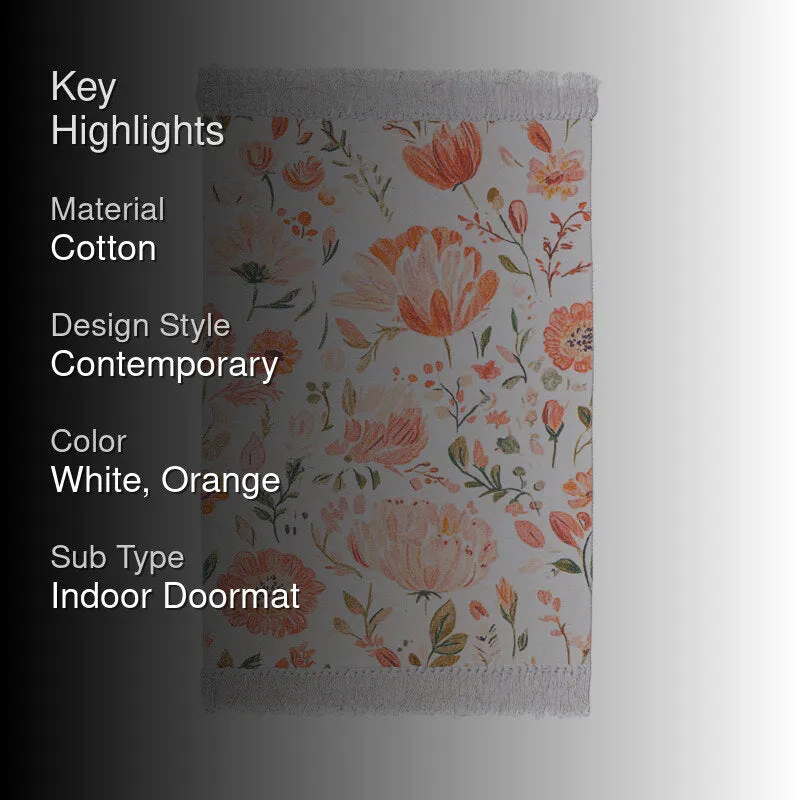 Sylven Cotton Door Mats - White & Orange media 2