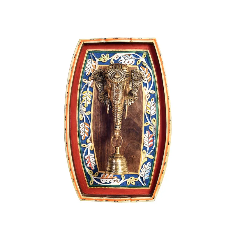 Divine Ganesha Brass Wall Art With Wooden Frame media 3