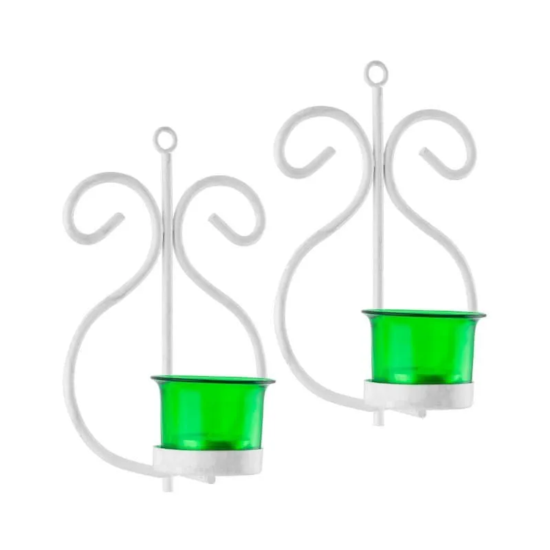 Seina White Frame Sconce Candle Holder (Green) - Set Of Two media 3