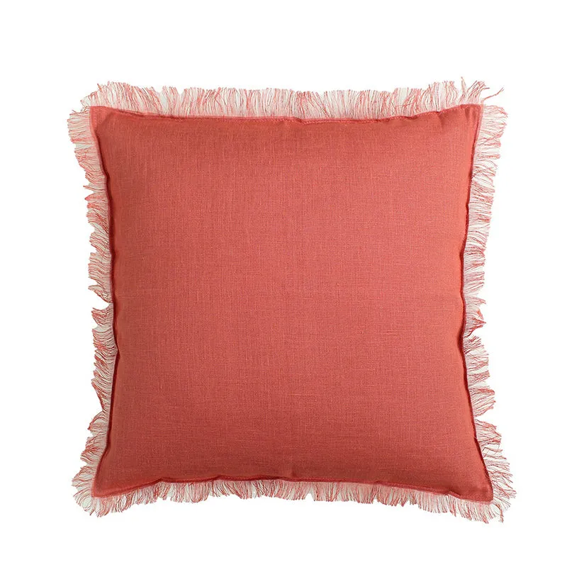 Elegant Edge Solid Cotton Cushion Cover (Red) - Set Of Two media 3