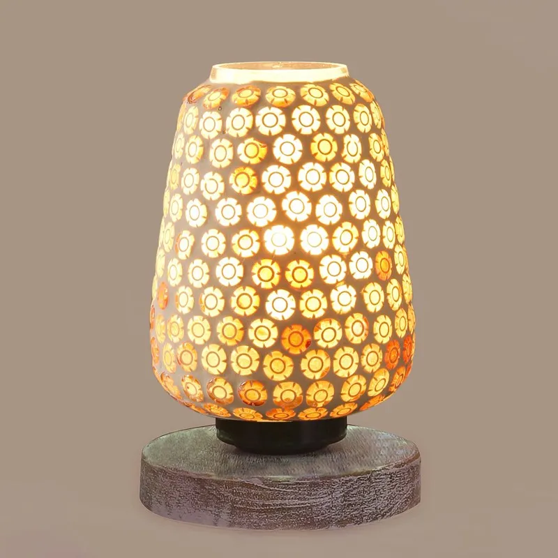 Sparklen Glass Table Lamp With Wooden Base - Multicolor media 7