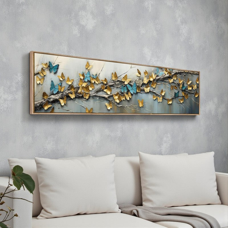 Bough of Blooms Canvas Wall Art With Frame - Gold & Grey media 2