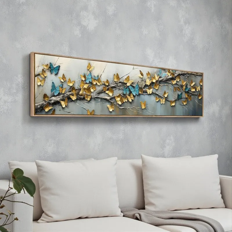 Bough of Blooms Canvas Wall Art With Frame - Gold & Grey media 2