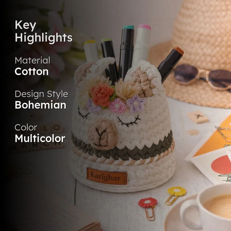 Handcrafted Multicolor Crochet Stationery Holder media 2