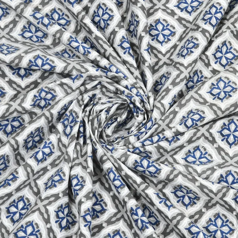 Forma Cotton Bedsheet (Grey,Blue) - 240 TC media 5