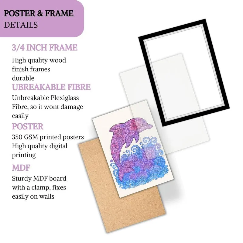 Aqua Bliss Paper Wall Painting With Frame - Black media 8