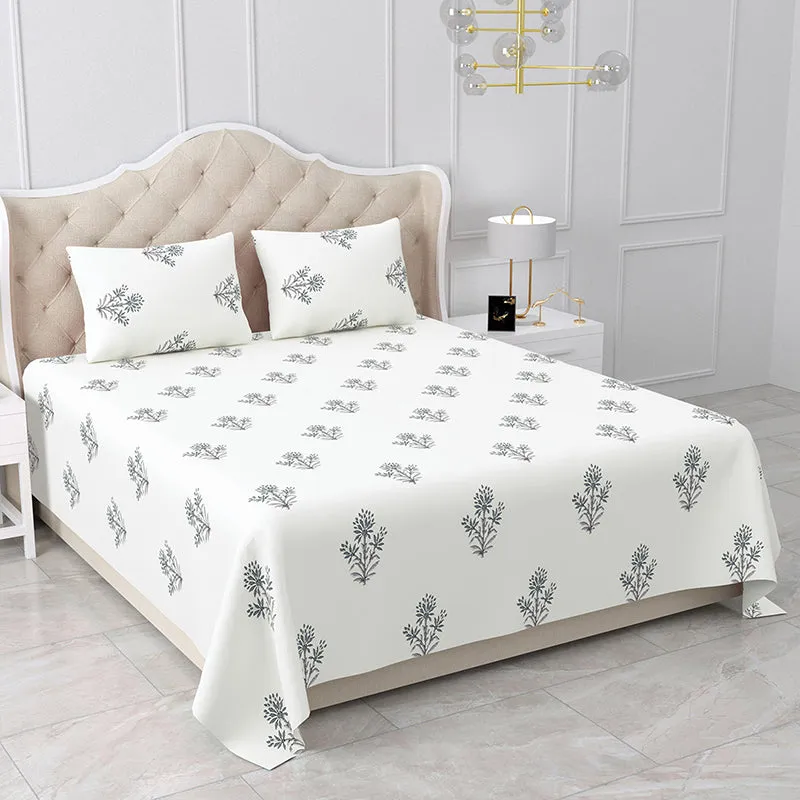 Ink Fleura Floral Cotton Bedsheet - 180 TC media 1