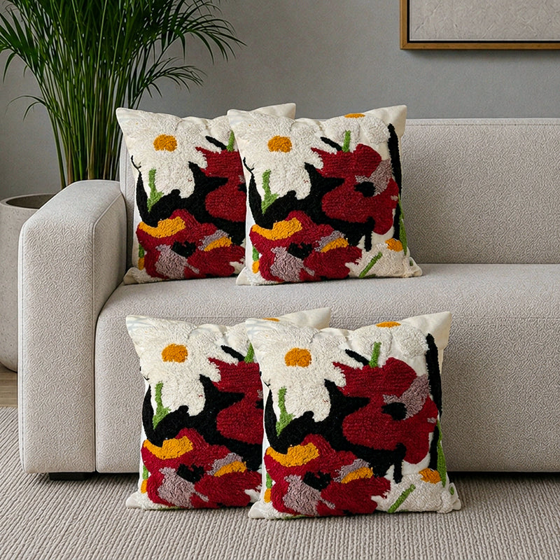 Eco Weft Tufted Cushion Cover Set - Set Of Four - 18 x 18 Inches