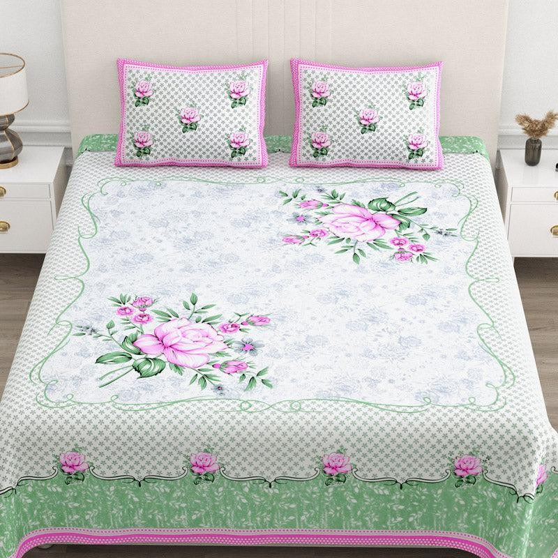 Jasper Floral Cotton Bedsheet (Pink) - 180 TC media 3