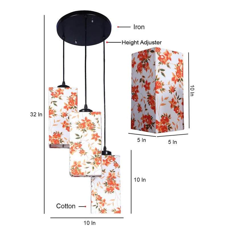Warm Ivory Triple Metal Ceiling Lamp - White & Orange media 9