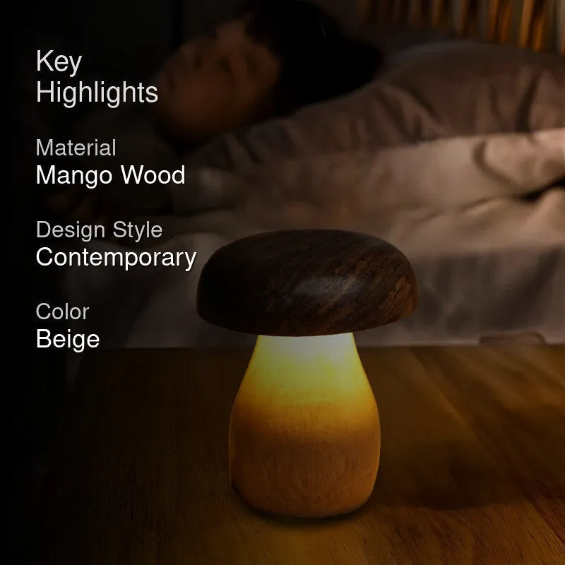ArtGlow Boho Mango Wood Table Lamp - Beige media 2