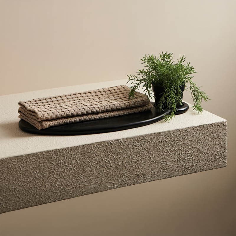 Beehive Bamboo Textured Waffle Hand Towel (Beige) - Set Of Two