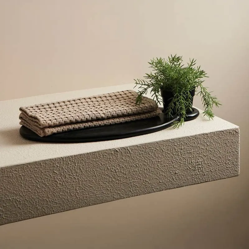Beehive Bamboo Textured Waffle Hand Towel (Beige) - Set Of Two media 1
