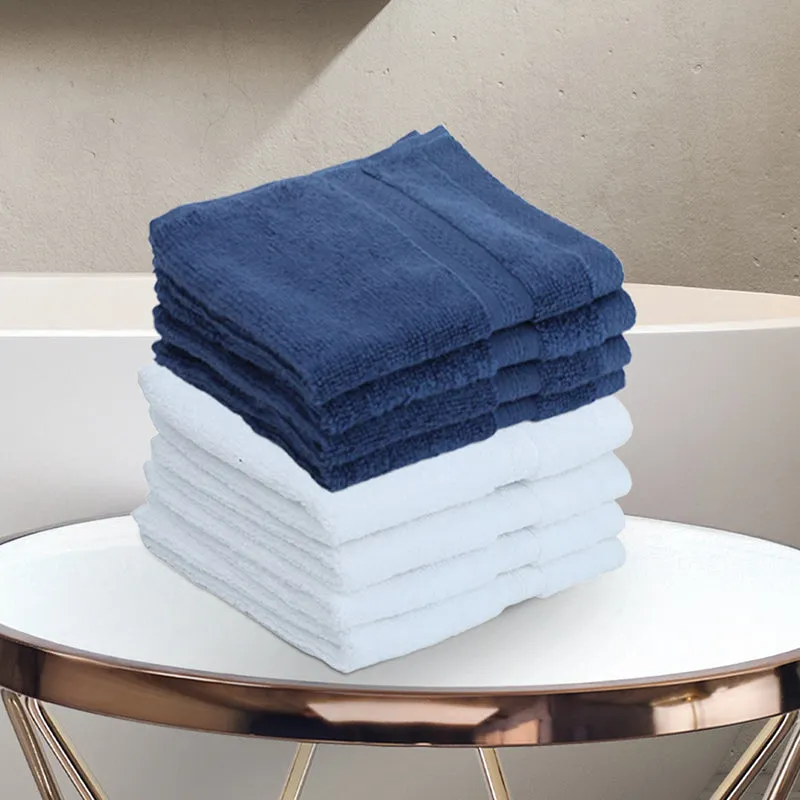 Miorah Face Towel (White & Blue) - Set Of Eight media 1