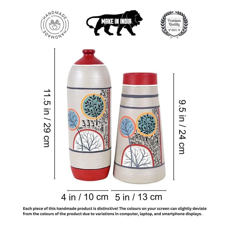 Thanga Tribal Terracotta Vase - Set Of Two media 5