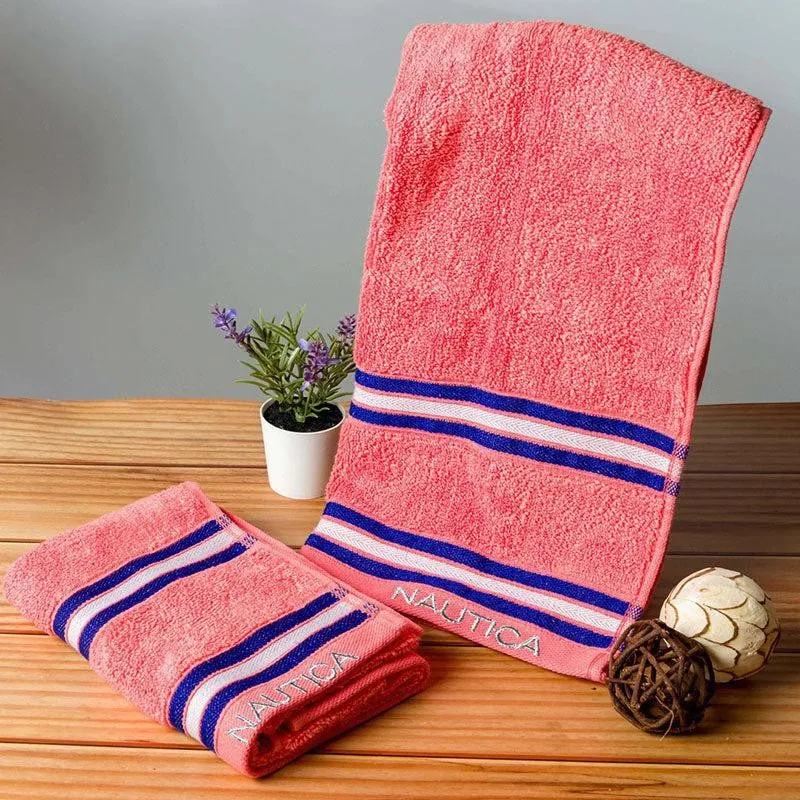 Nautica Dove Dual Down Cotton Hand Towel (Coral) - Set Of Two media 1
