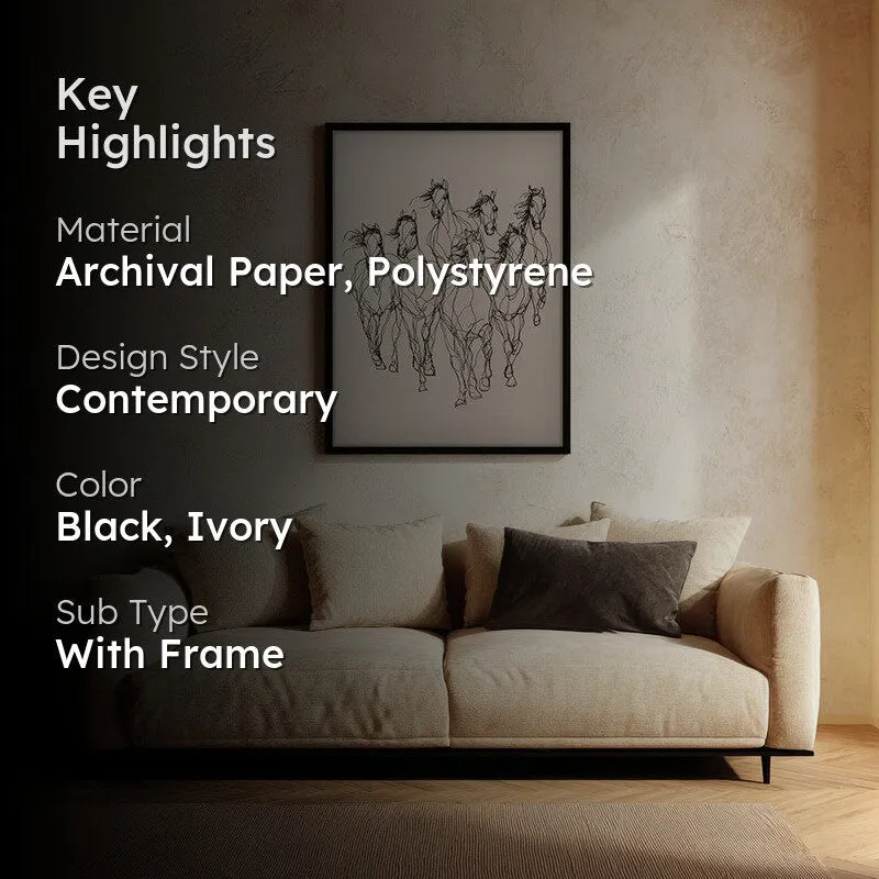 Graceful Horse Lines Wall Painting With Black Frame media 2
