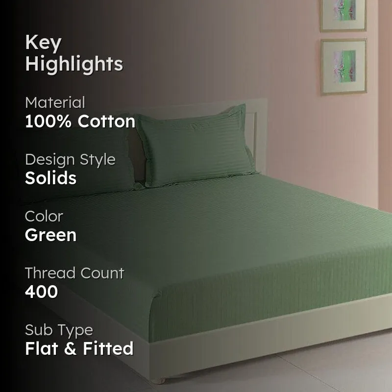 Swayam Aamodh Solid Cotton Bedsheet (Green) - 400 TC media 2