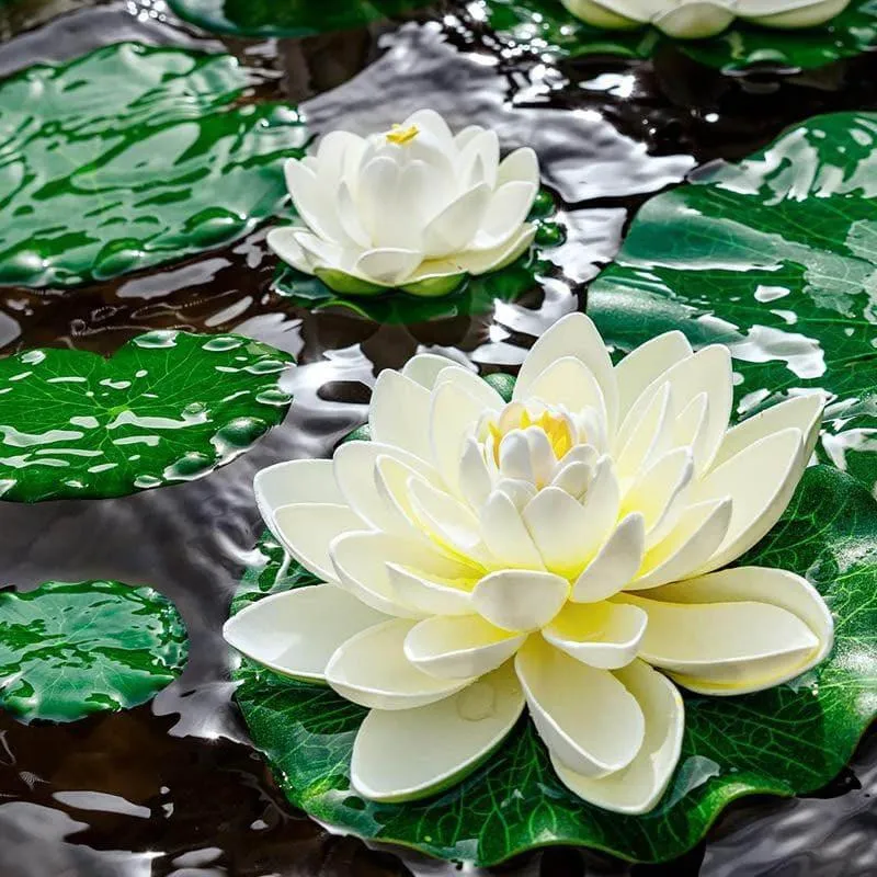 Faux Floating Lotus (White) - Set Of Six media 1