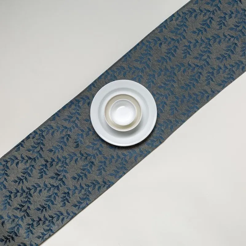 Elle Leafsy Jacquard Table Runner - Blue media 3