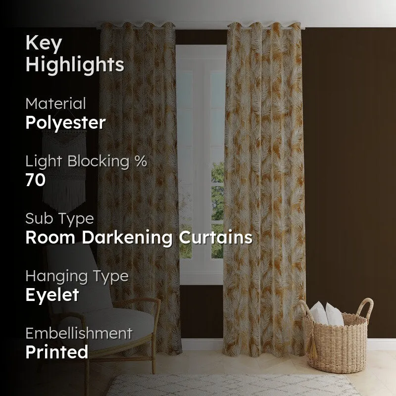 PureShade Printed Curtains (Gold) - Set Of Two media 2