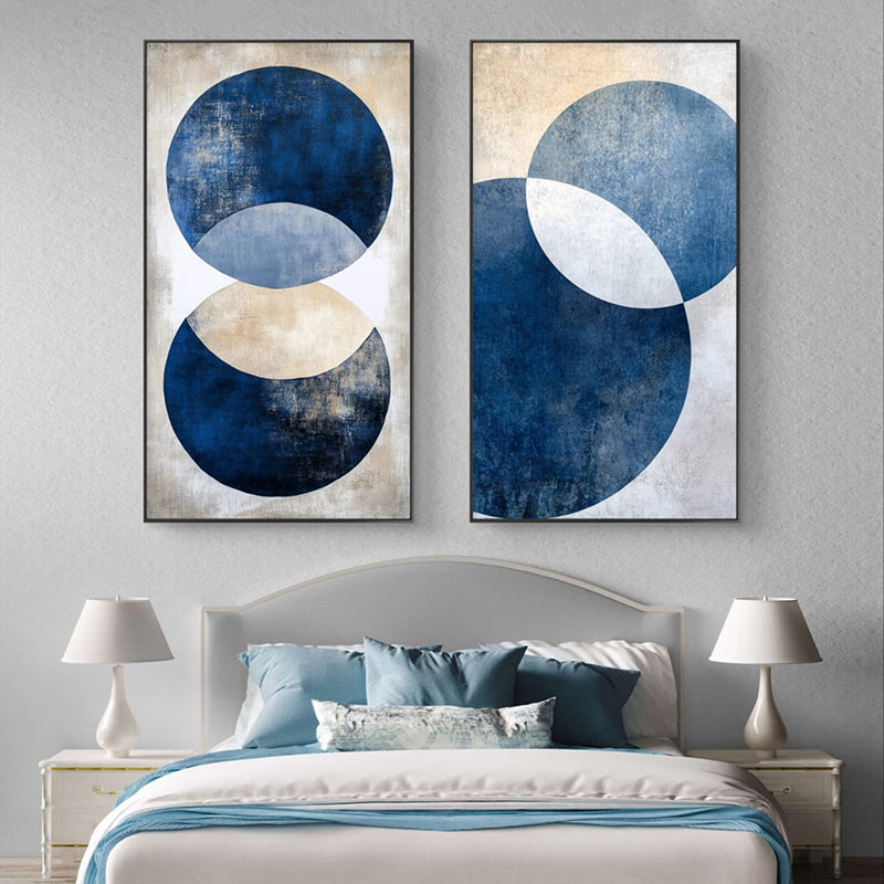 Lapis Eclipse Wall Painting - Set Of Two