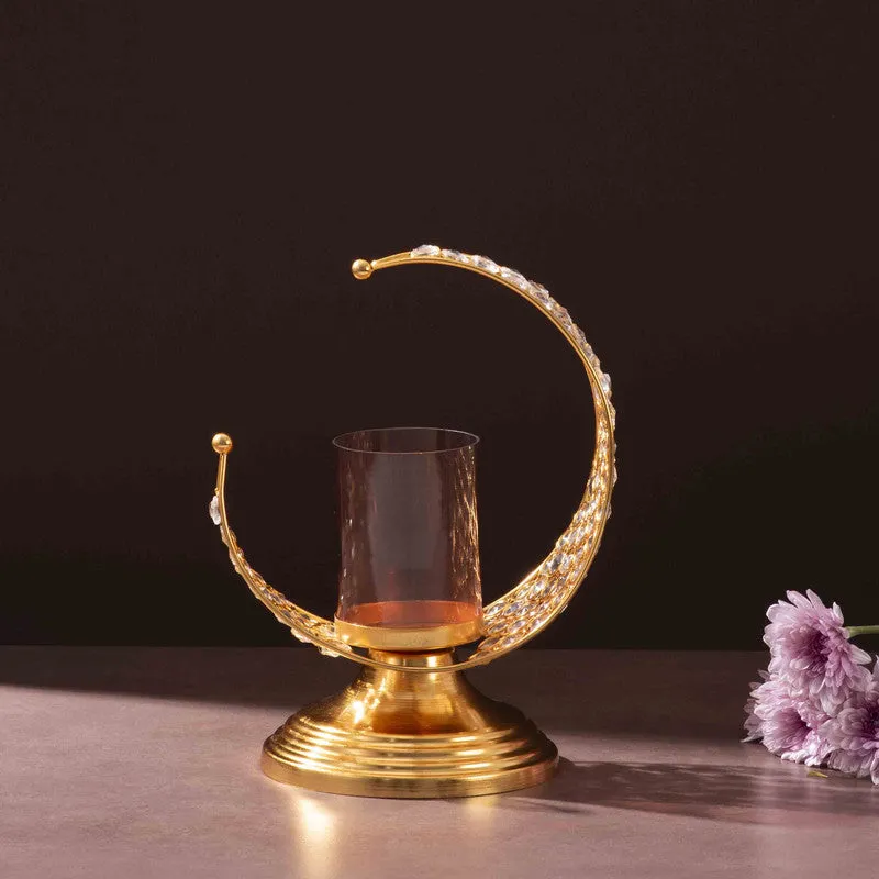 Celestial Crescent Candle Holder - Gold media 1