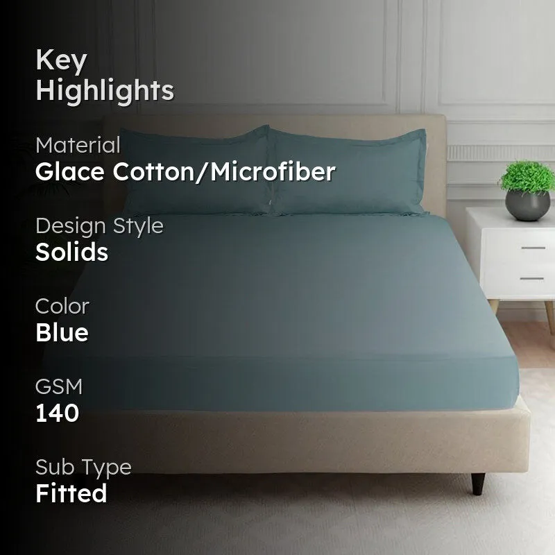 Cloud Drift Fitted Microfiber Bedsheet (Blue) - 140 GSM media 2