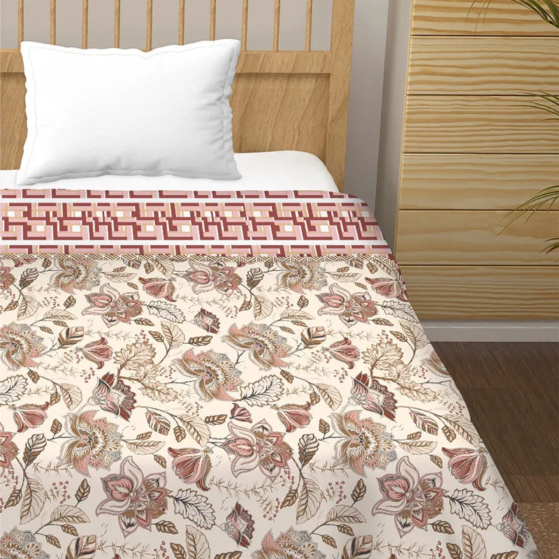 Satrangi Swirl Floral Cotton Dohar (Peach) - 210 TC media 3