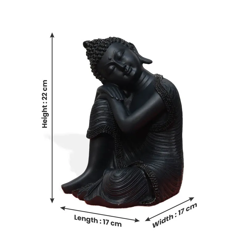 Zen Resting Buddha Showpiece - Black media 6