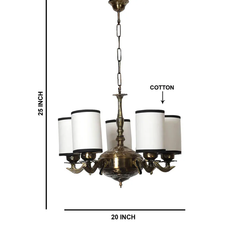 Antique gold chandelier ceiling lamp shown against a white background