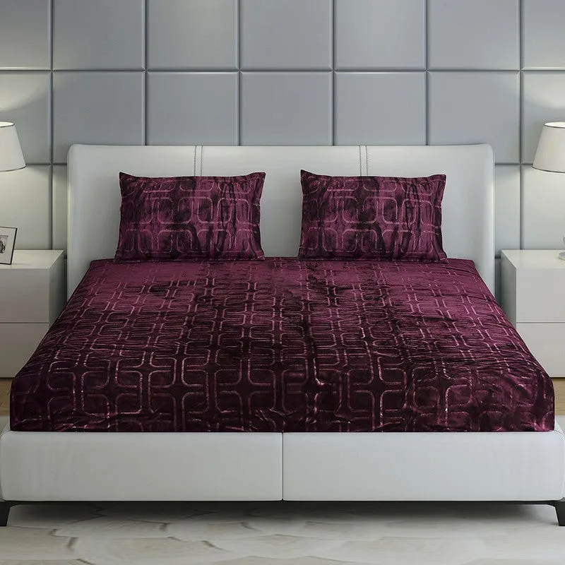 Monte Carlo Gentle Geometry Bedsheet (Purple) - 300 GSM media 1