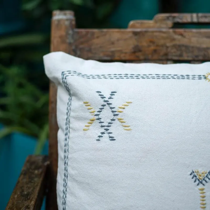 White Embroidered Cushion Cover media 3