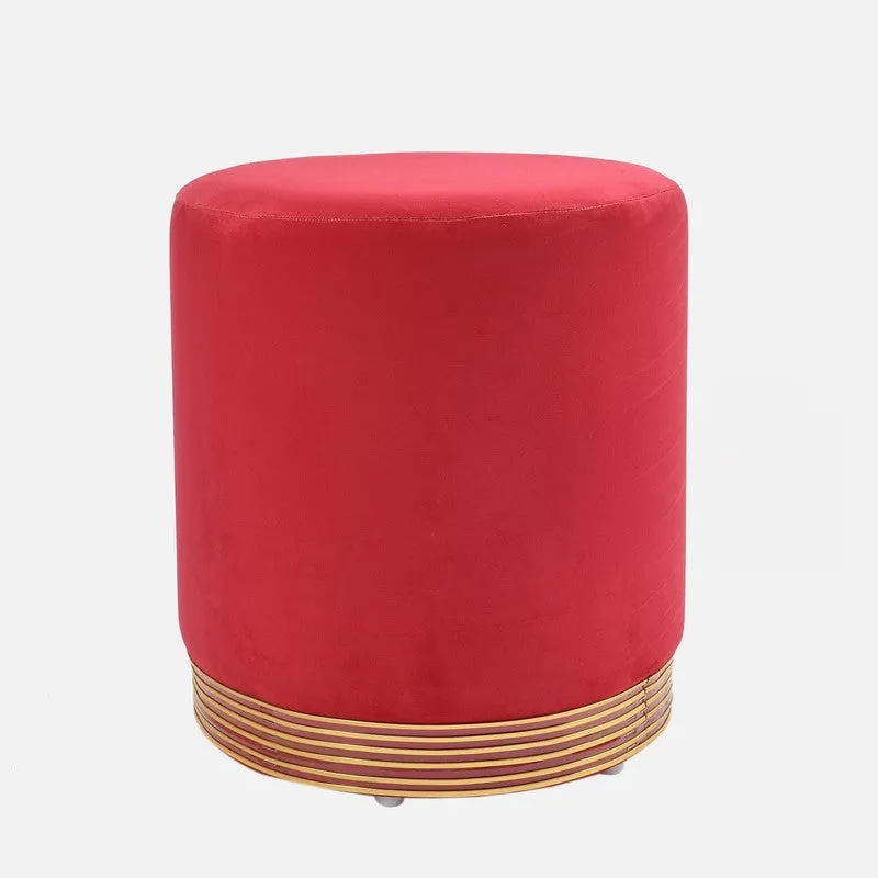 Velour Solid Velvet Pouffe - Red media 3