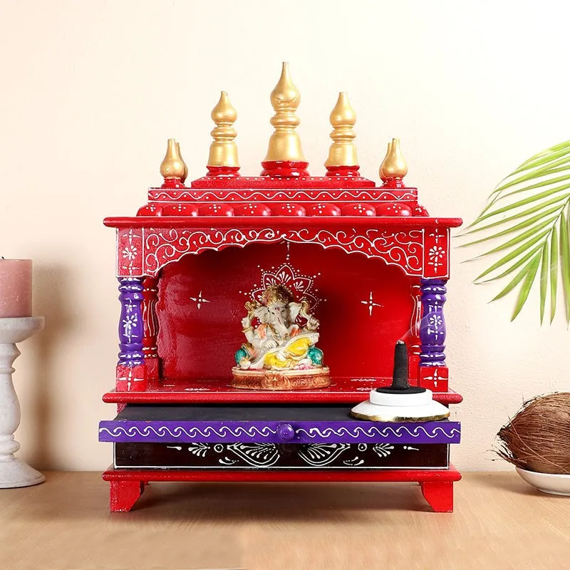 Shrinaya Wooden Mandir - Red & Purple media 1
