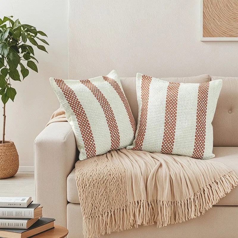 Mysera Charm Cushion Cover (Orange,White) - Set Of Two media 1