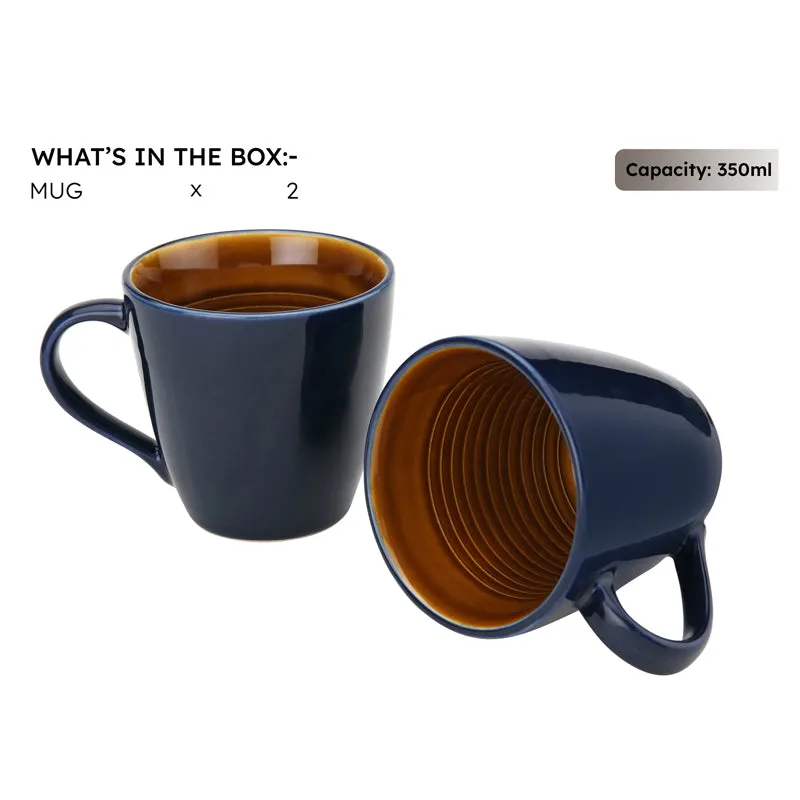 Karvaa Ceramic Coffee Mug (Royal Blue/350 mL Each) - Set Of Two media 6