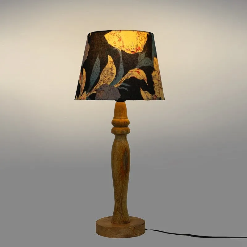 Autumn Petal Wooden Base Cotton Table Lamp - Multicolor media 4