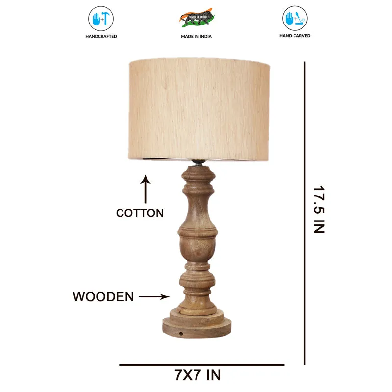 Cotin I Carve Wooden Table Lamp - Beige,Brown media 7