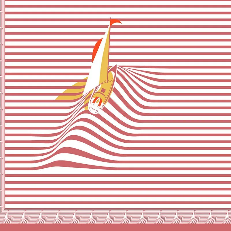 Illusion Stripey Sails Cotton Bedsheet (Red) - 200 TC media 3