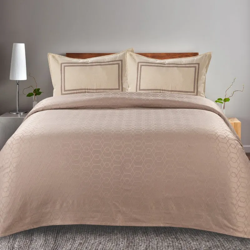 Grid Grace Cotton Bedsheet (Beige) - 150 TC media 3