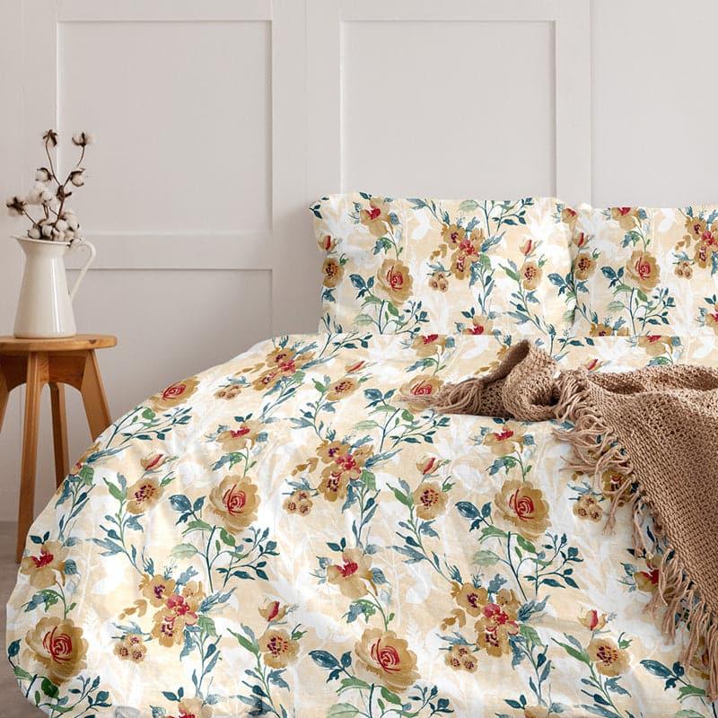 Surva Camellias Flora Cotton Bedsheet (Peach) - 254 TC media 3