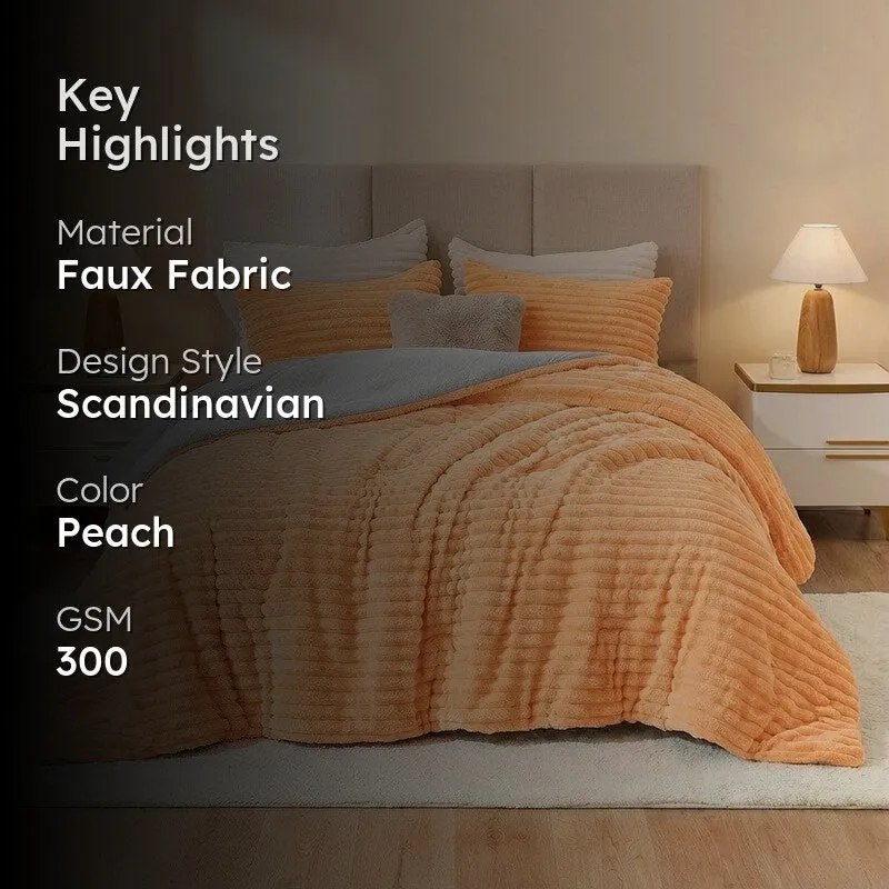 Sleep Scape Faux Fabric Blanket (Peach)- 300 GSM media 2