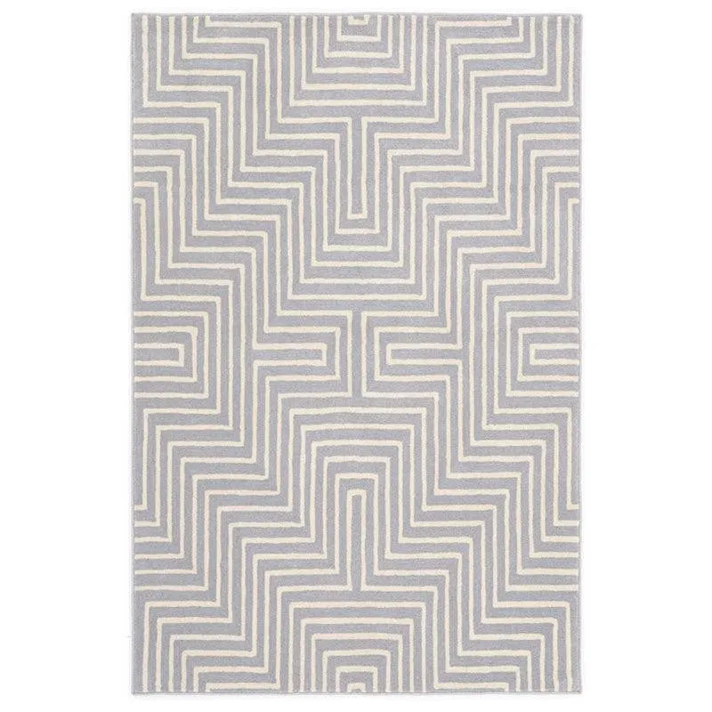 Denethor Hand Tufted Geometric Wool & Nylon Carpet - Beige & Blue media 1