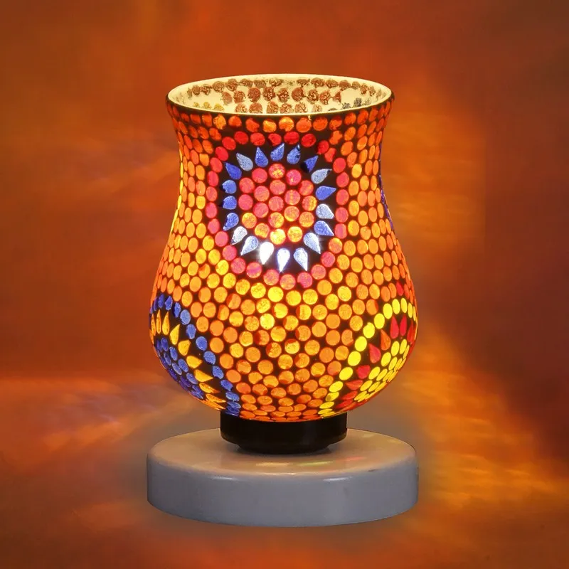 Aurelune Mosaic Glass Table Lamp With Wooden Base - Multicolor media 7