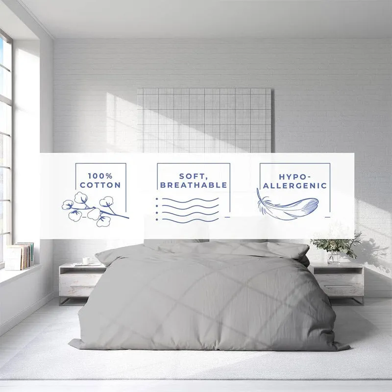 Elisima 100% Cotton Satin Weave Solid Duvet Cover - Grey media 4