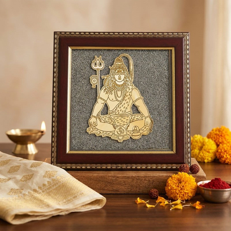 Lord Shiva Pyrite & Wood Wall Art