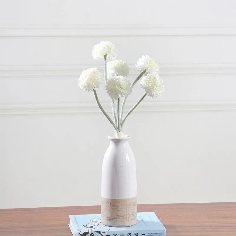 Pom Pom Artificial Flowers - White media 1