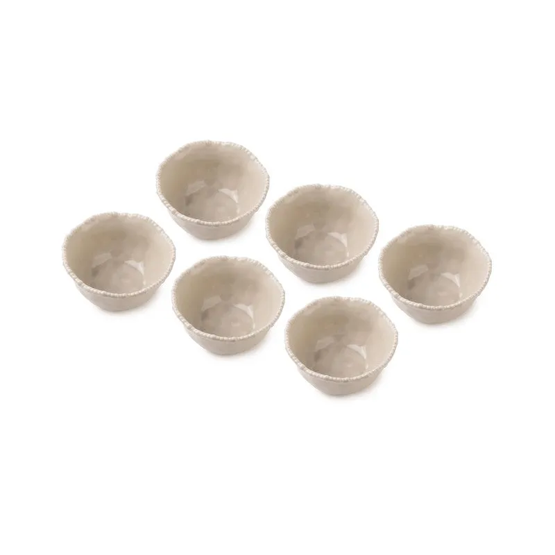 MingleBite Porcelain Snack Bowl (Ivory/300 mL Each) - Set of Six - 6