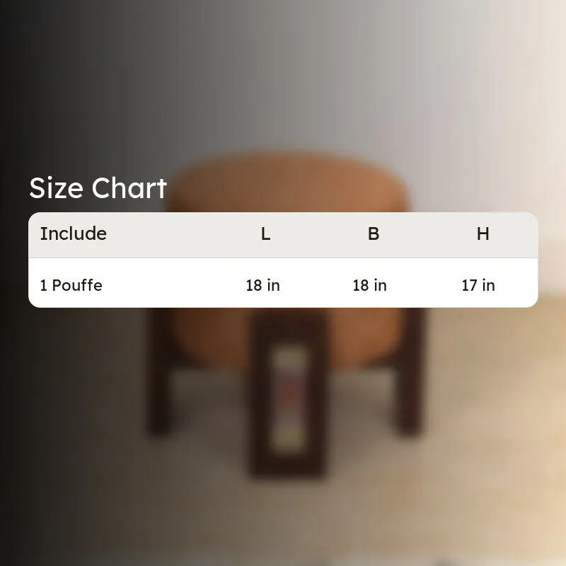 Suede Teak Wood Pouffe - Orange media 8